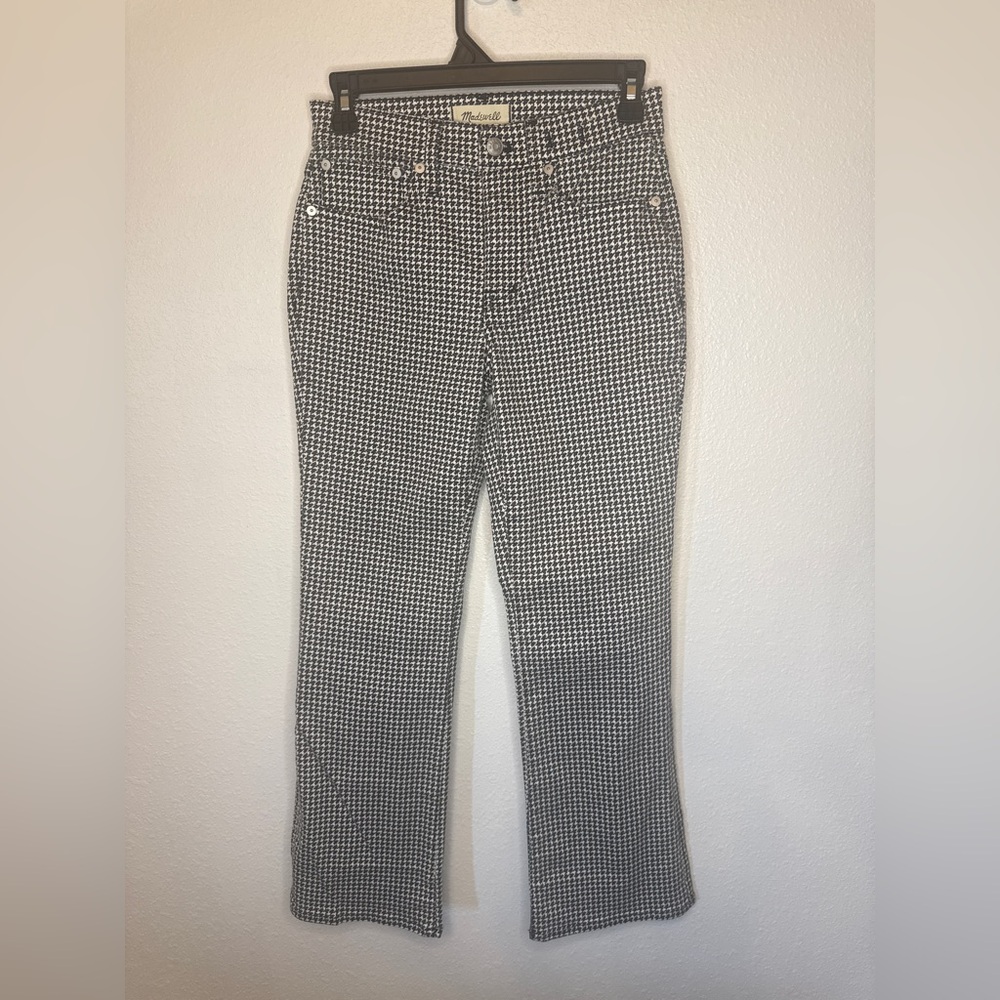 Madewell Green and Burgundy  Houndstooth Pants